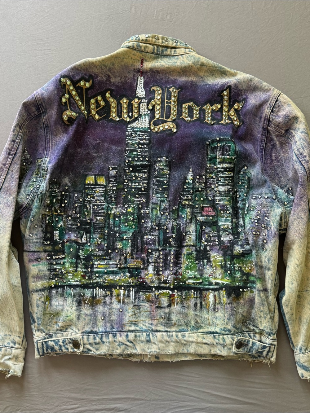 Vintage 80s AUTHENTIC TONY ALAMO NEW YORK RHINESTONE STUDDED DENIM JACKET